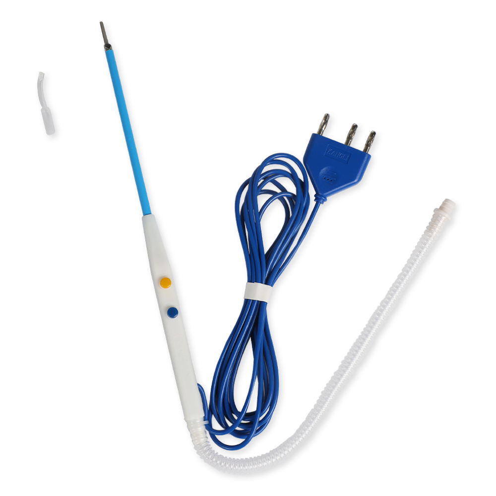 Lápiz de electrodo quirúrgico desechable de acero inoxidable con revestimiento antiadherente y gancho de succión de 250 mm